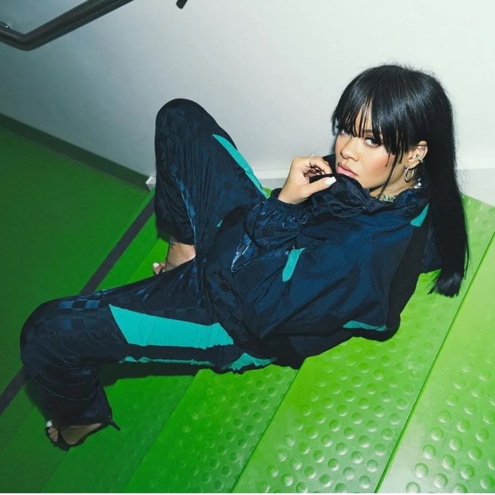 Savage X Fenty Black and Green Bomber Jacket